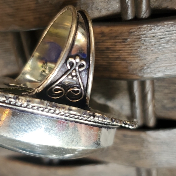 New Huge Dichoric Glass Antique Design 925 Silver Ring. - Picture 13 of 16